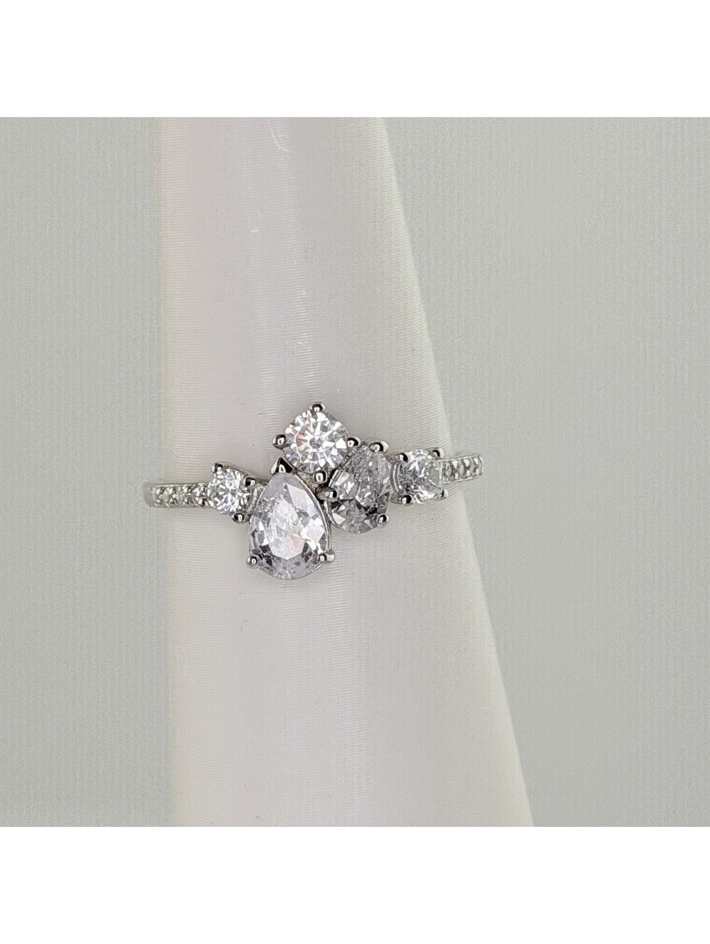 Bomb Party Ring Sz 10 RG45801 The Sterling Club Clear Cz on .925 Sterling Silver